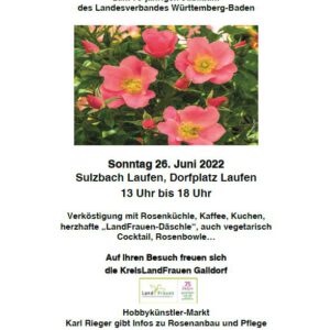 Einladung zum Rosentag des Kreisverbands zur Feier der LandFrauenrose