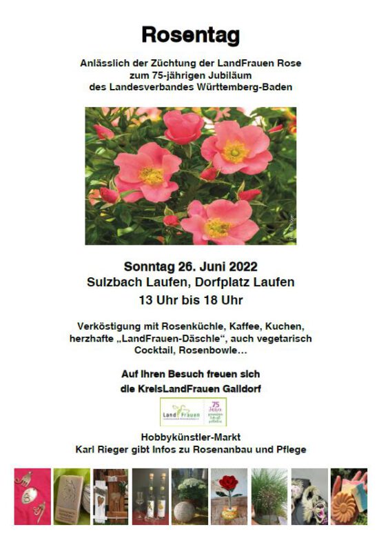 Einladung zum Rosentag des Kreisverbands zur Feier der LandFrauenrose